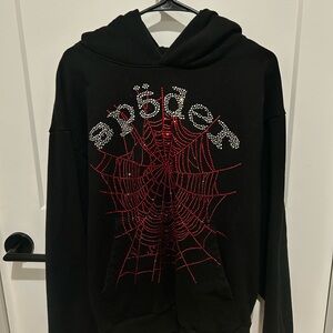 sp5der rhinestone web hoodie
